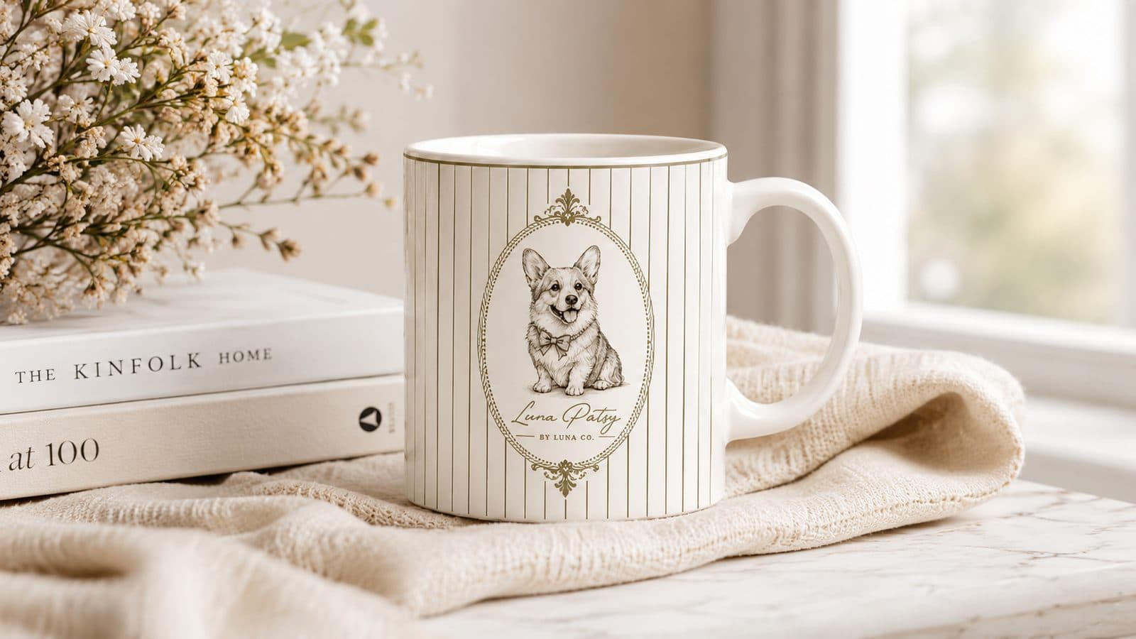 Corgi Mug, fine-line portrait product